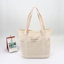 Eco-friendly Pure Color Cotton Canvas Storage Bag Shopping Tote Bag OEM Cheap Reusable Canvas Handbag